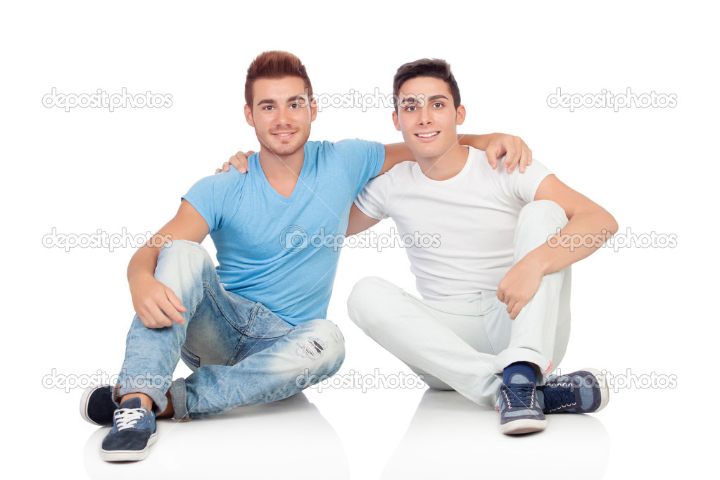 Portrait of two brothers sitting