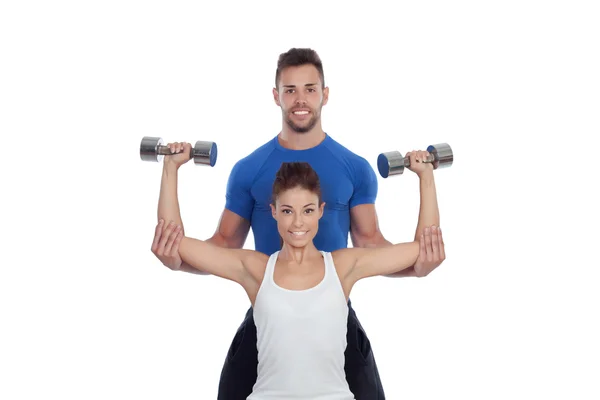 Training with my personal trainer Stock Photo