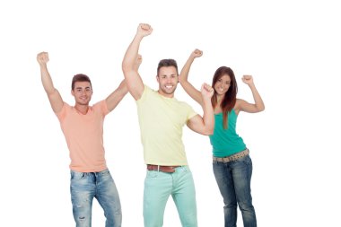 kazanan iki yakışıklı erkek ile güzel bir kız