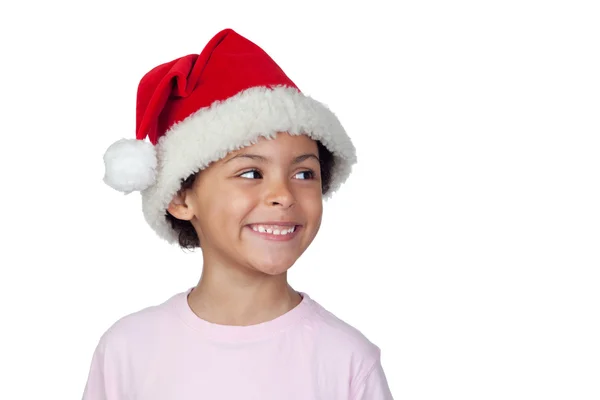 Retrato de uma menina vestindo chapéu de Santa — Fotografia de Stock