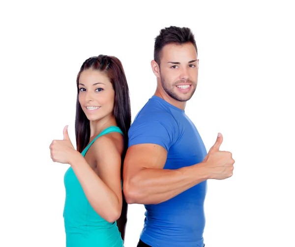 Couple of fitness friends saying Ok — Stock Photo, Image