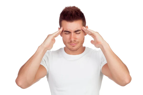Giovane uomo biondo con mal di testa — Foto Stock