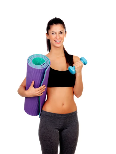 Brunette girl ready for the gym — Stock Photo, Image