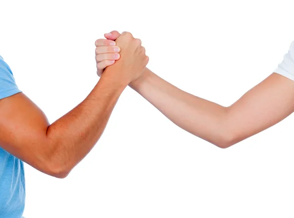 Vyrovnávání se s handshake — Stock fotografie