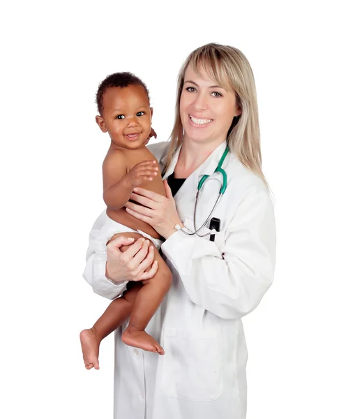Adorable baby with his pediatrician Stock Image
