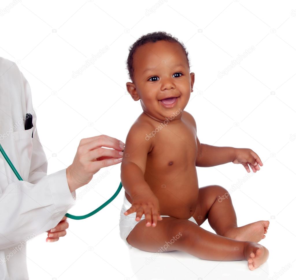Baby in diaper during a medical