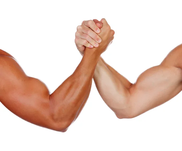 Two powerful men arm wrestling — Stock Photo, Image