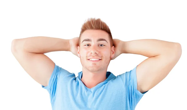 Young man lying on the floor — Stock Photo, Image