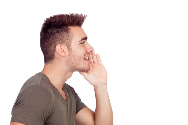 Casual young man shouting — Stock Photo, Image