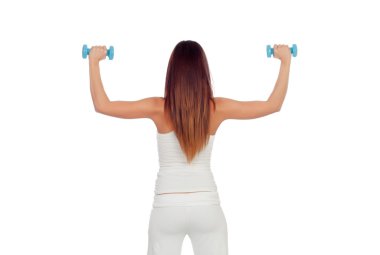 çekici kız geri beyaz kasları sıkılaştırma