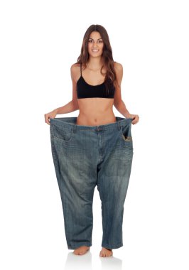 büyük pantolon olan Slim kadın