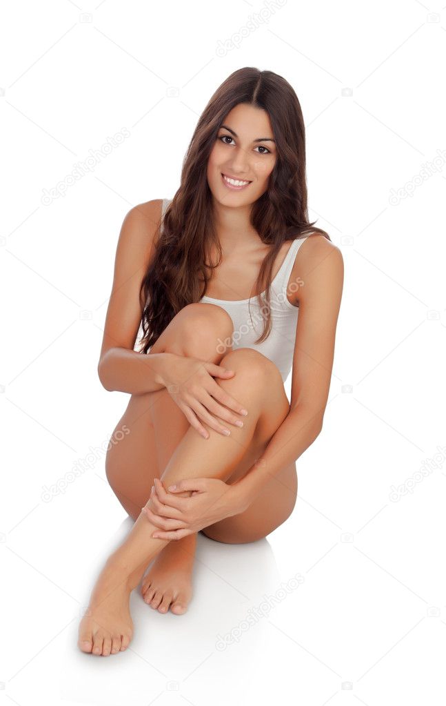 Young beautiful woman in cotton underwear
