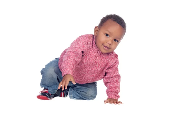 Beautiful African American baby crawling — Stock Photo, Image