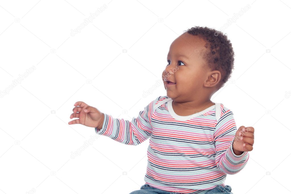 Adorable african baby looking something