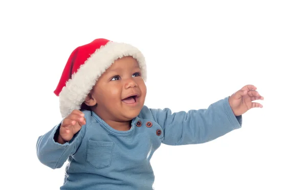 Adorable bebé africano con sombrero de Navidad — Foto de Stock