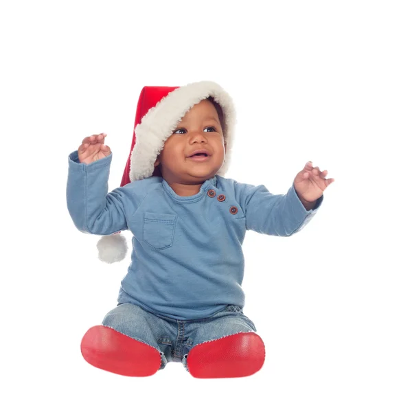Adorable african baby with Christmas hat — Stock Photo, Image