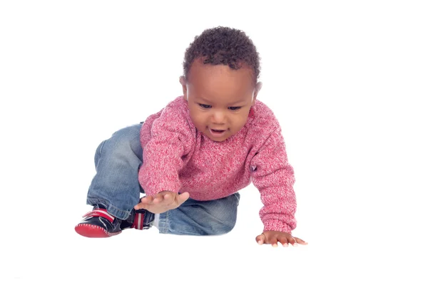 Beautiful African American baby crawling — Stock Photo, Image