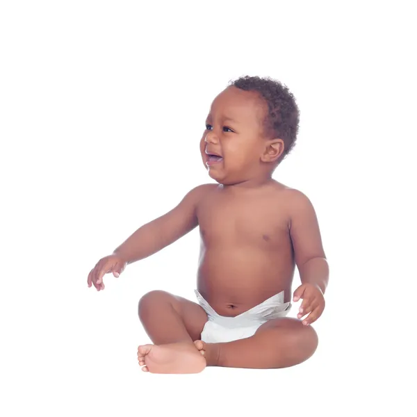 Beautiful african baby diapers crying — Stock Photo, Image