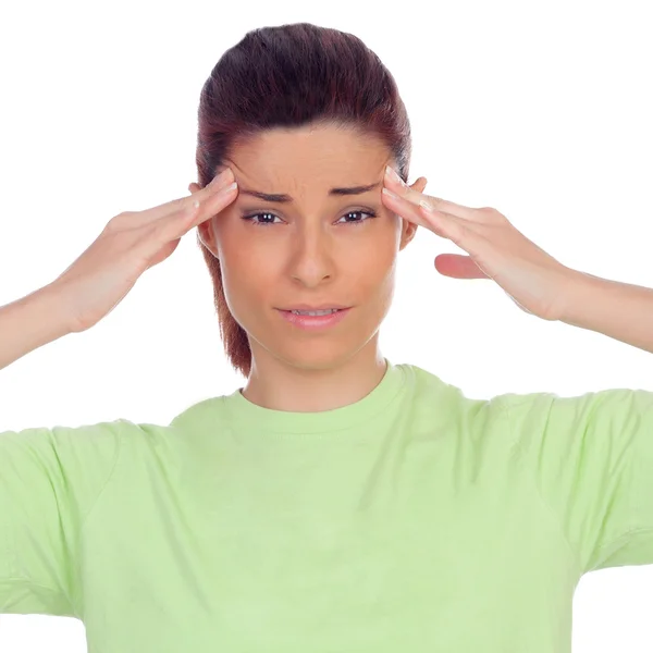 Young woman with head ache — Stock Photo, Image