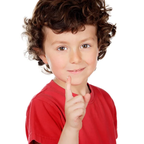 Funny little child in red — Stock Photo, Image