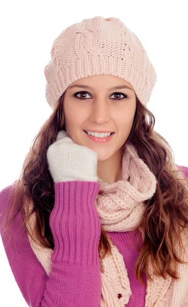 Beautiful girl with wool hat and scarf Stock Image