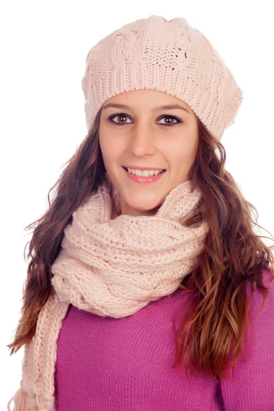 Beautiful girl with wool hat and scarf Stock Picture