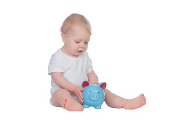 sarışın bebek mavi bir servet ile iç giyim