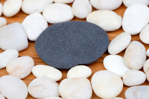 A black stone and many small white stones — Stock Photo, Image