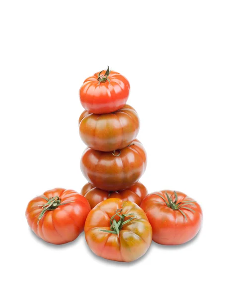 Tomates vermelhos empilhados — Fotografia de Stock