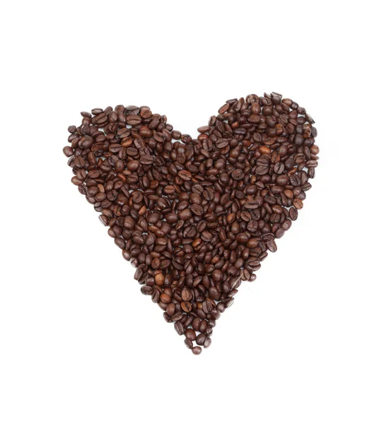 Heart drawn with roasted coffee beans — Stock Photo, Image