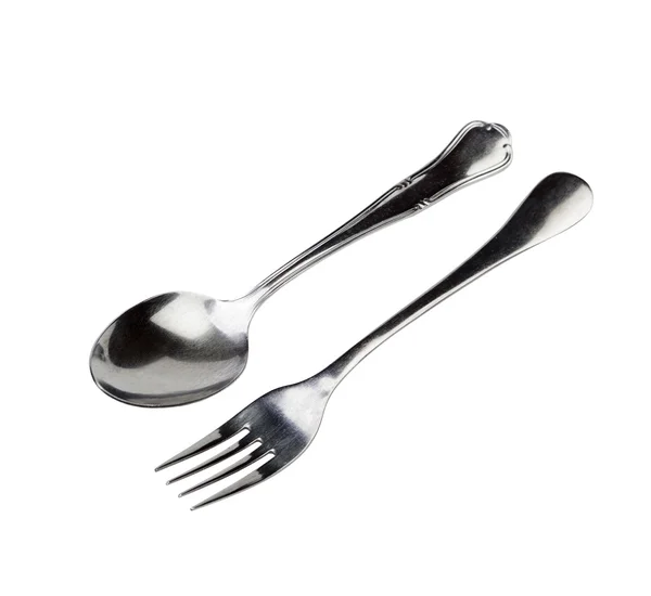 Silvered cutlery isolated — Stock Photo, Image