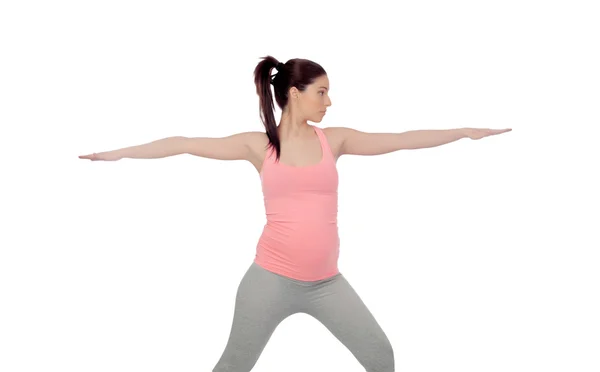 Beautiful pregnant woman doing yoga — Stock Photo, Image