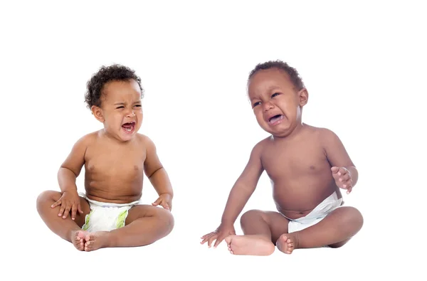 Couple of african children crying — Stock Photo, Image