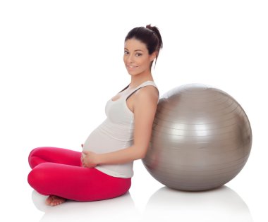 Pilates yapıyor güzel bir hamile kadın