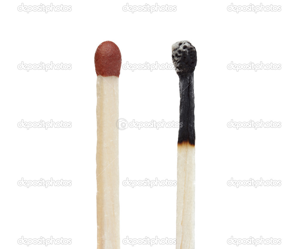 Two matches a burned and other unburned  