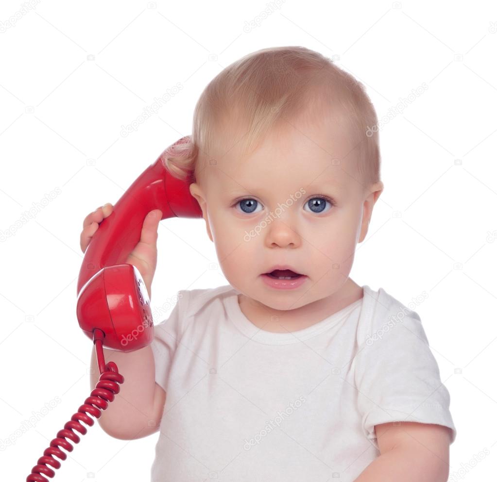 Beau Bebe Avec Un Telephone Rouge Image Libre De Droit Par Gelpi C Beau Bebe Avec Un Telephone Rouge Image Libre De Droit Par Gelpi C