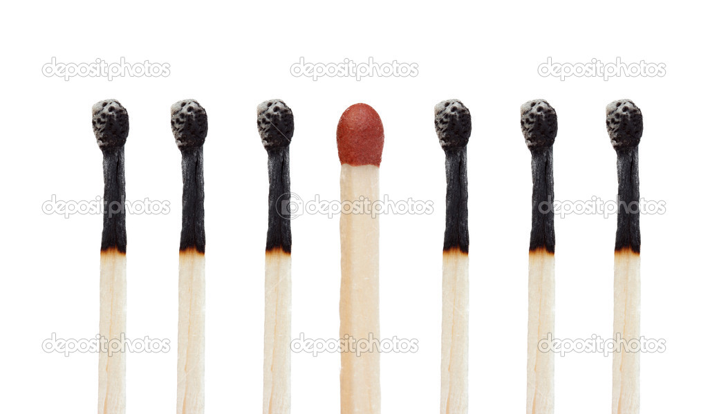 Many burned matches and a match without burning