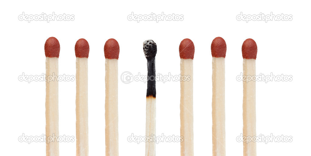 Many matches without burning and a burned match