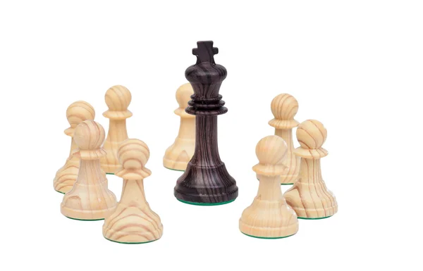 King surrounded by pawns. — Stock Photo, Image