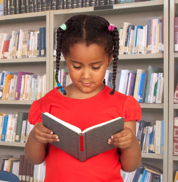 Estudiante pequeño con lectura de libro — Foto de Stock