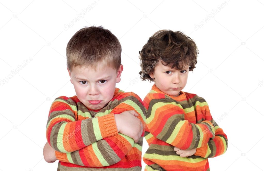 Two children with the same jersey angry