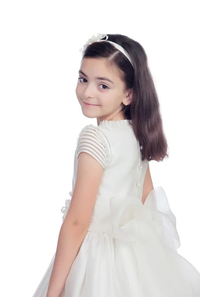 Adorabile bambina vestita in comunione — Foto Stock