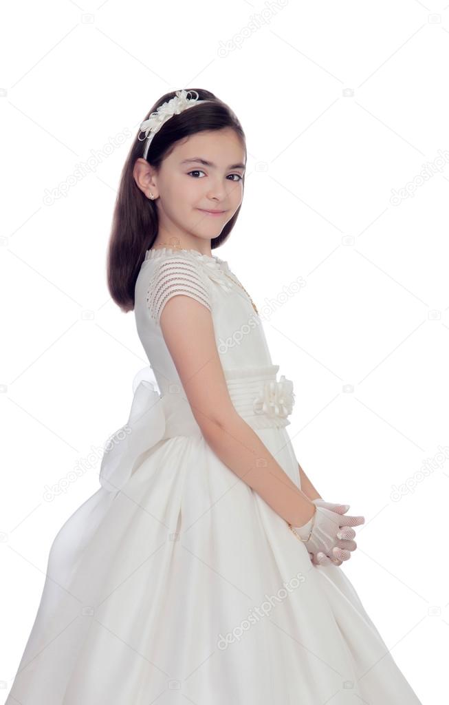 Adorable little girl dressed in communion