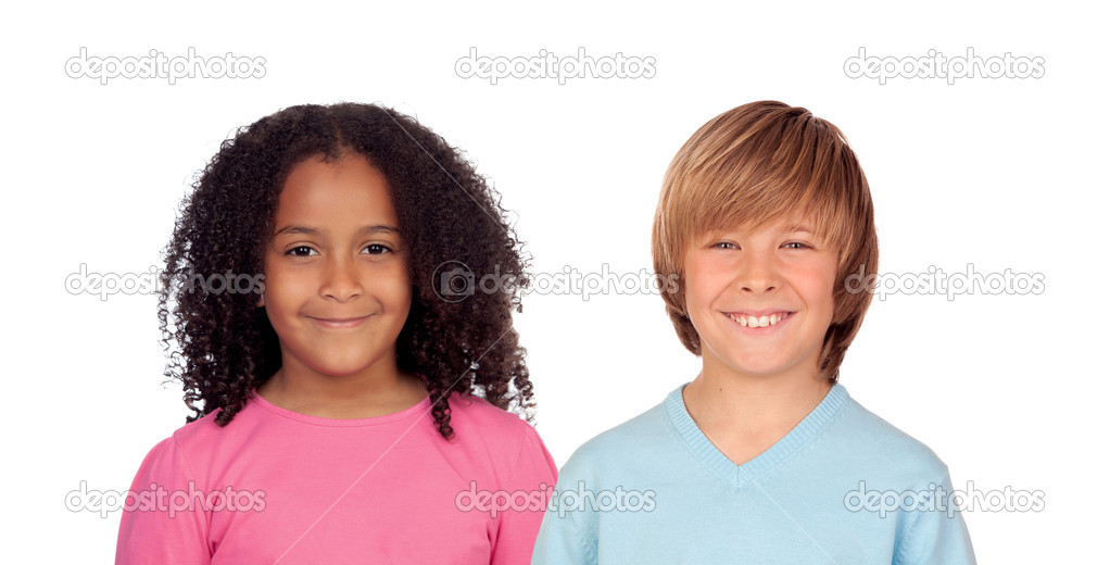 African girl and Caucasian boy 
