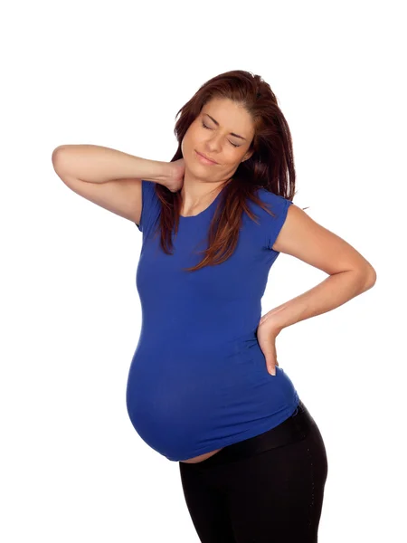 Kobieta w ciąży z bólem szyi — Zdjęcie stockowe