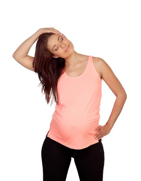 Vackra gravid kvinna gör stretching — Stockfoto