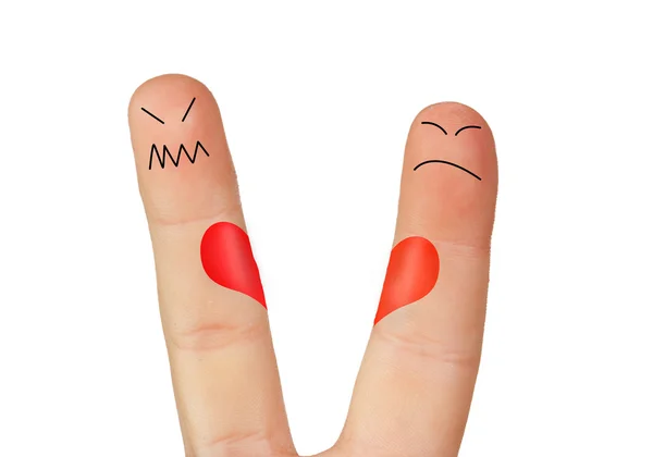 Prsty symbolizující oddělení pár — Stock fotografie