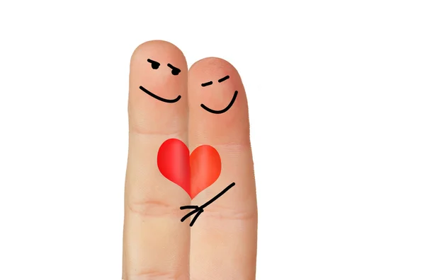 Amor simbolizado pintado com dois dedos — Fotografia de Stock