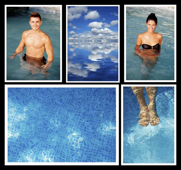 Mladí lidé v bazénu — Stock fotografie