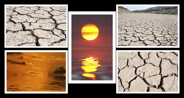 Collage de imágenes de sequía y calor — Foto de Stock